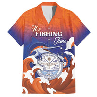 Marshall Islands Fishermen's Day Family Matching Summer Maxi Dress and Hawaiian Shirt It's Fishing Time LT05 Dad's Shirt - Short Sleeve Orange - Polynesian Pride