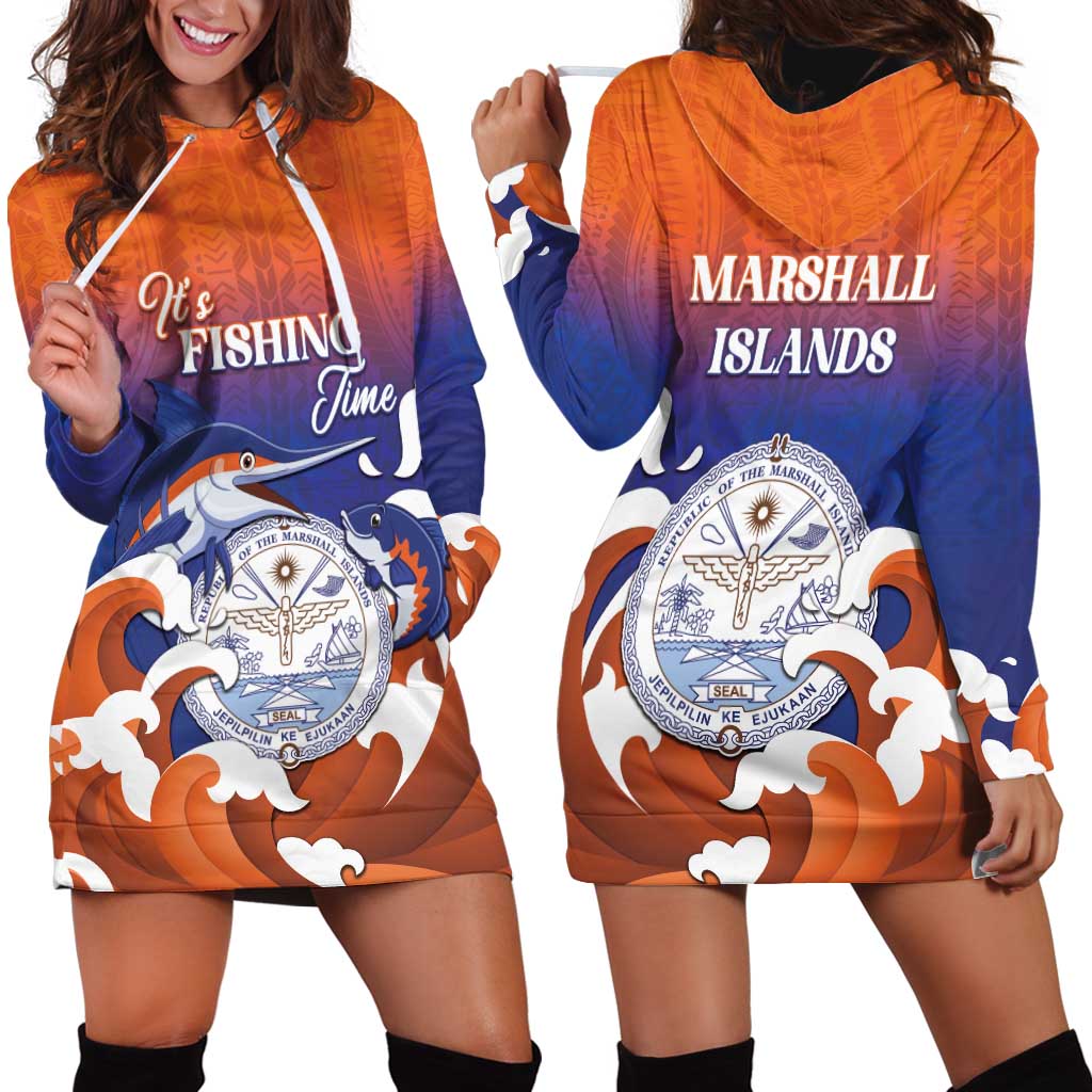 Marshall Islands Fishermen's Day Hoodie Dress It's Fishing Time LT05 - Polynesian Pride
