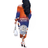 Marshall Islands Fishermen's Day Off The Shoulder Long Sleeve Dress It's Fishing Time LT05 - Polynesian Pride