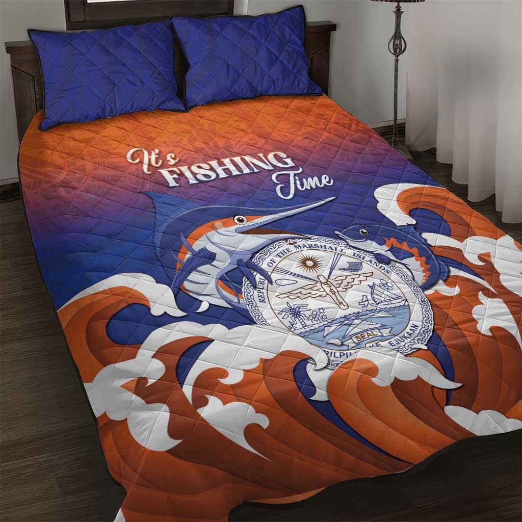 Marshall Islands Fishermen's Day Quilt Bed Set It's Fishing Time LT05 Orange - Polynesian Pride