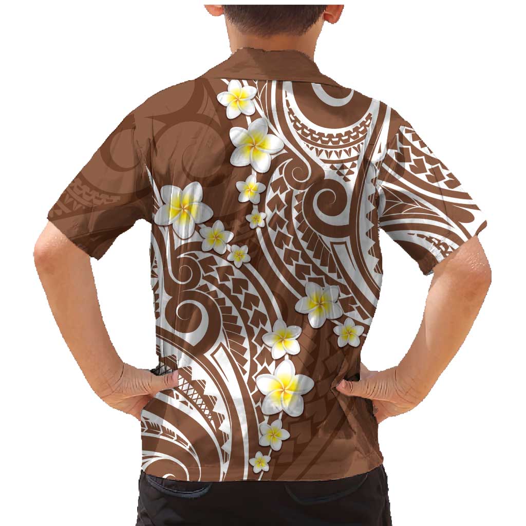 Plumeria With Brown Polynesian Tattoo Pattern Family Matching Mermaid Dress and Hawaiian Shirt LT05 - Polynesian Pride