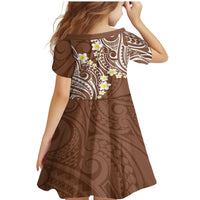 Plumeria With Brown Polynesian Tattoo Pattern Family Matching Mermaid Dress and Hawaiian Shirt LT05 - Polynesian Pride