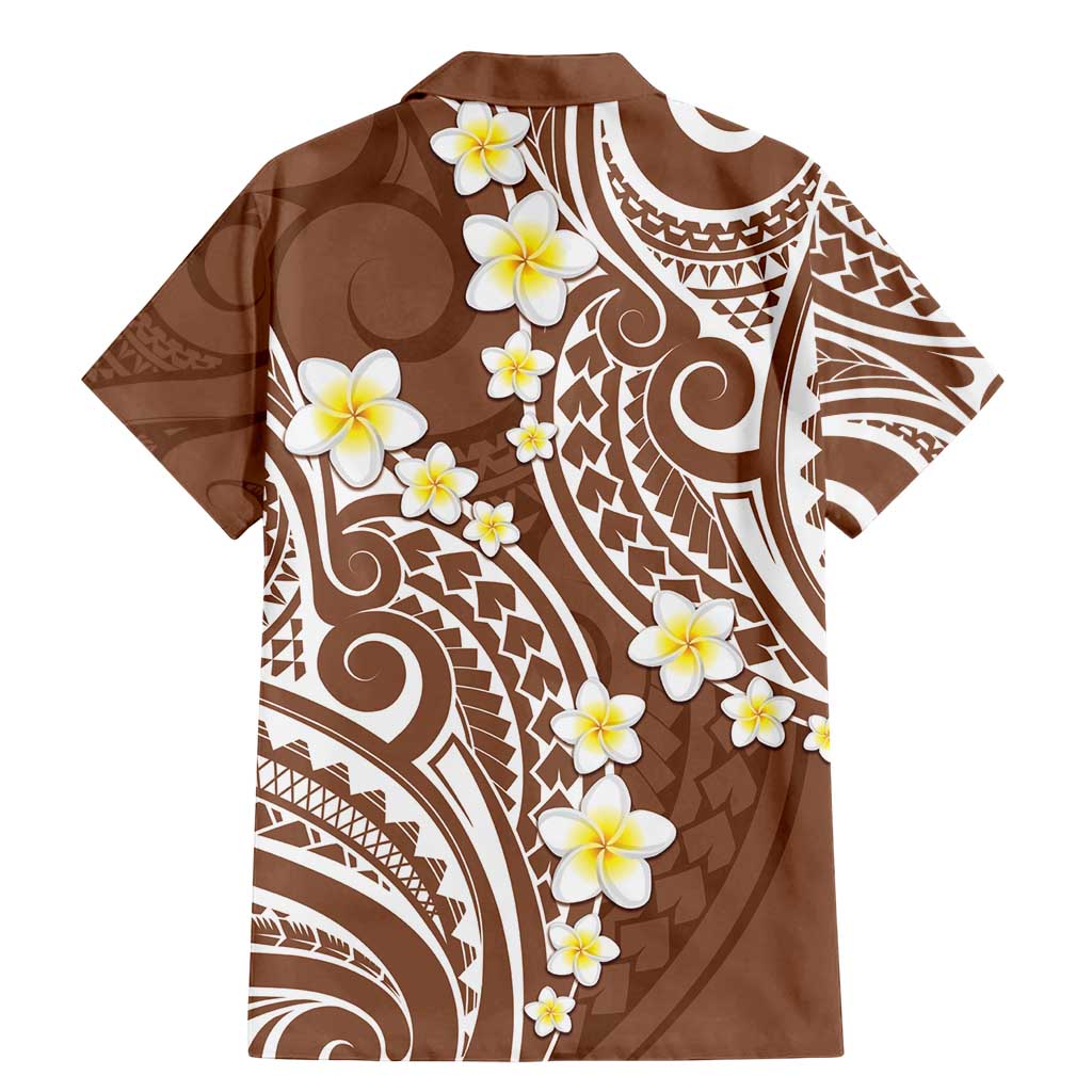 Plumeria With Brown Polynesian Tattoo Pattern Family Matching Mermaid Dress and Hawaiian Shirt LT05 - Polynesian Pride