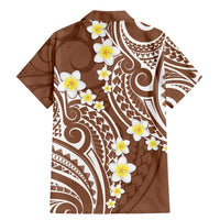 Plumeria With Brown Polynesian Tattoo Pattern Family Matching Mermaid Dress and Hawaiian Shirt LT05 - Polynesian Pride