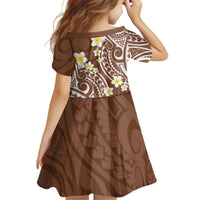 Plumeria With Brown Polynesian Tattoo Pattern Family Matching Off Shoulder Short Dress and Hawaiian Shirt LT05 - Polynesian Pride