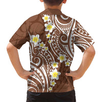 Plumeria With Brown Polynesian Tattoo Pattern Family Matching Summer Maxi Dress and Hawaiian Shirt LT05 - Polynesian Pride