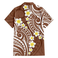 Plumeria With Brown Polynesian Tattoo Pattern Family Matching Summer Maxi Dress and Hawaiian Shirt LT05 - Polynesian Pride