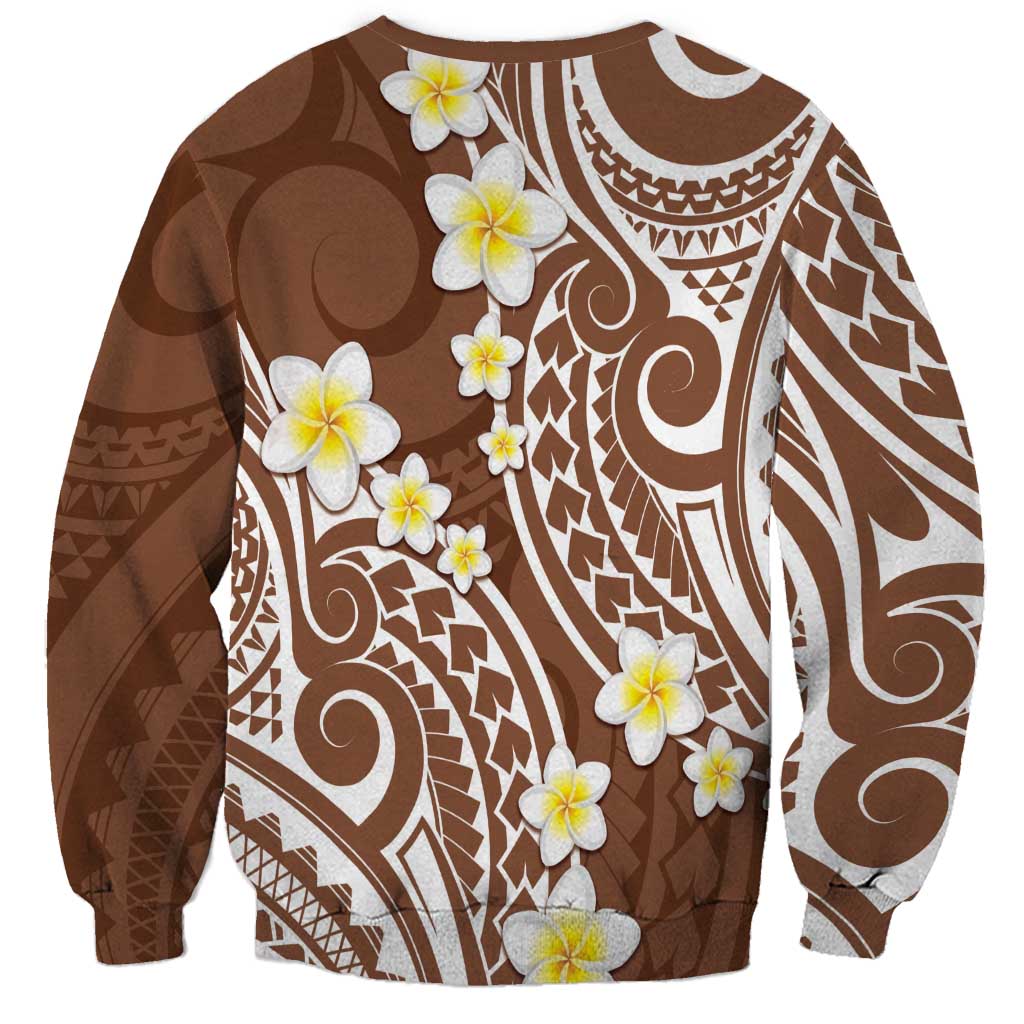 Plumeria With Brown Polynesian Tattoo Pattern Sweatshirt