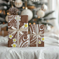 Plumeria With Brown Polynesian Tattoo Pattern Wrapping Paper - Polynesian Pride