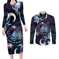 Personalised Polynesia Suicide Prevention Awareness Couples Matching Long Sleeve Bodycon Dress and Long Sleeve Button Shirt No Story Should End Too Soon LT05 Purple - Polynesian Pride