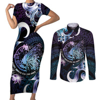 Personalised Polynesia Suicide Prevention Awareness Couples Matching Short Sleeve Bodycon Dress and Long Sleeve Button Shirt No Story Should End Too Soon LT05 Purple - Polynesian Pride