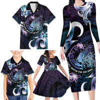 Personalised Polynesia Suicide Prevention Awareness Family Matching Long Sleeve Bodycon Dress and Hawaiian Shirt No Story Should End Too Soon LT05 - Polynesian Pride