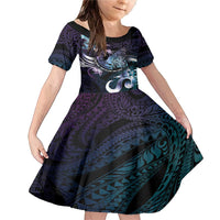 Personalised Polynesia Suicide Prevention Awareness Family Matching Mermaid Dress and Hawaiian Shirt No Story Should End Too Soon LT05 Daughter's Dress Purple - Polynesian Pride