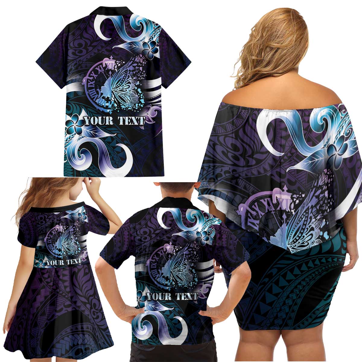 Personalised Polynesia Suicide Prevention Awareness Family Matching Off Shoulder Short Dress and Hawaiian Shirt No Story Should End Too Soon LT05 - Polynesian Pride