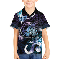 Personalised Polynesia Suicide Prevention Awareness Family Matching Off Shoulder Short Dress and Hawaiian Shirt No Story Should End Too Soon LT05 Son's Shirt Purple - Polynesian Pride