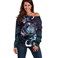 Personalised Polynesia Suicide Prevention Awareness Off Shoulder Sweater No Story Should End Too Soon LT05 Women Purple - Polynesian Pride