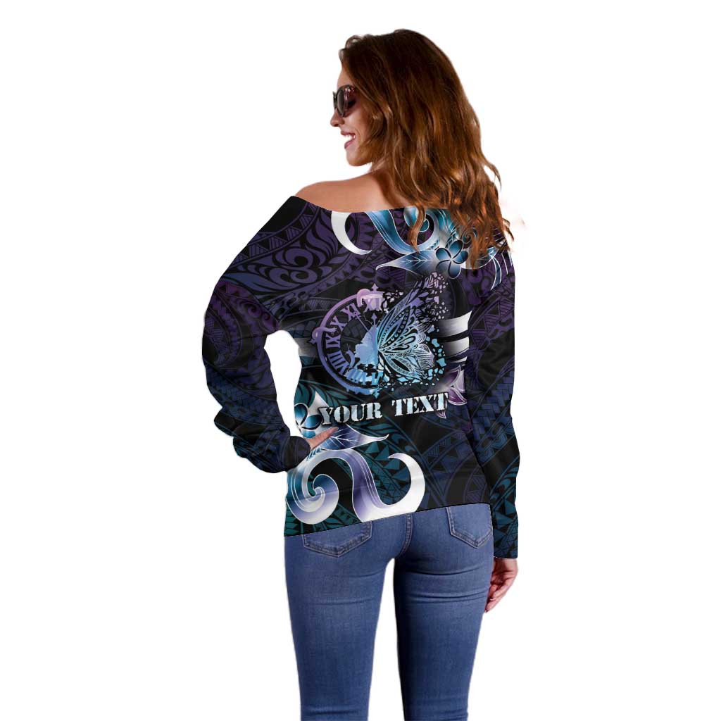 Personalised Polynesia Suicide Prevention Awareness Off Shoulder Sweater No Story Should End Too Soon LT05 - Polynesian Pride