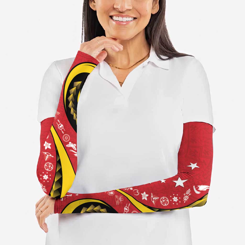 Papua New Guinea 50th Independence Anniversary Arm Sleeves Special Style Red Version - Polynesian Pride