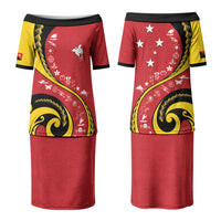 Papua New Guinea Independence Couples Matching Puletasi and Hawaiian Shirt Special Style Red Version LT05 - Polynesian Pride