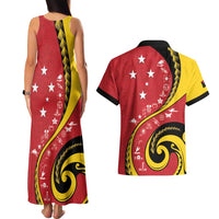 Papua New Guinea 50th Independence Anniversary Couples Matching Tank Maxi Dress and Hawaiian Shirt Special Style Red Version LT05 - Polynesian Pride