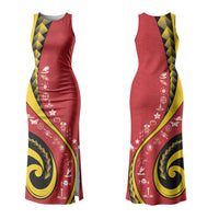 Papua New Guinea Independence Couples Matching Tank Maxi Dress and Long Sleeve Button Shirt Special Style Red Version LT05 - Polynesian Pride