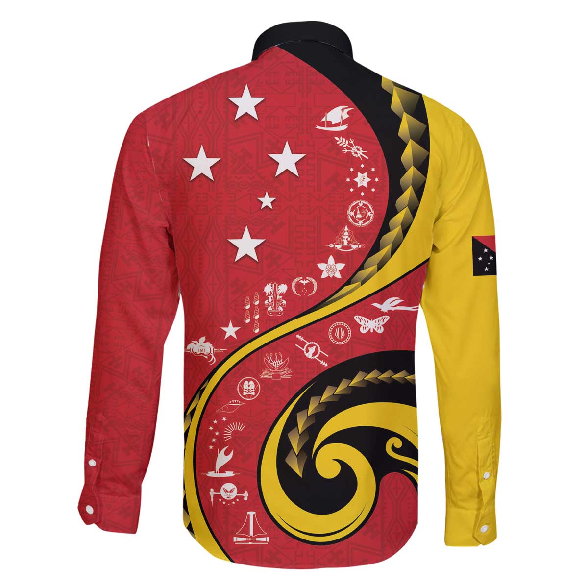 Papua New Guinea 50th Independence Anniversary Family Matching Off The Shoulder Long Sleeve Dress and Hawaiian Shirt Special Style Red Version LT05 - Polynesian Pride