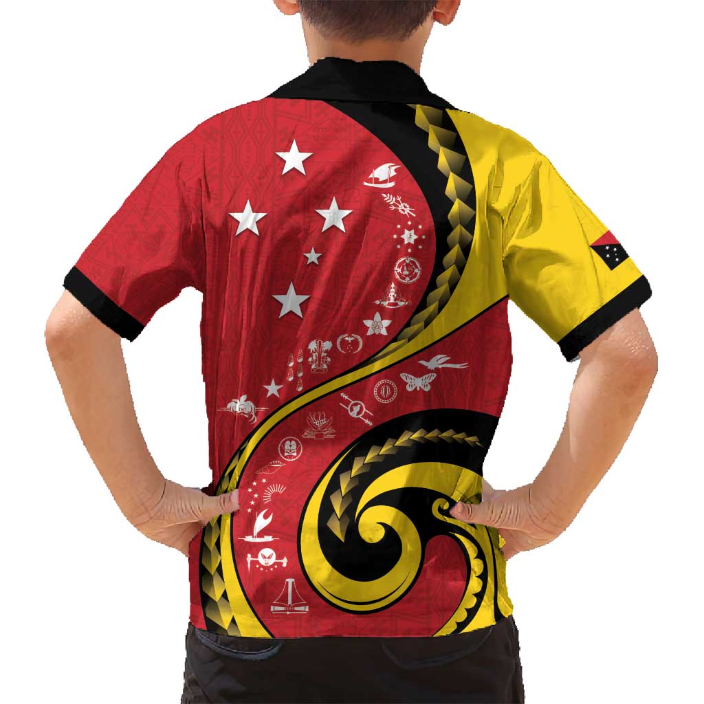 Papua New Guinea 50th Independence Anniversary Family Matching Puletasi and Hawaiian Shirt Special Style Red Version LT05 - Polynesian Pride