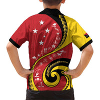 Papua New Guinea 50th Independence Anniversary Family Matching Short Sleeve Bodycon Dress and Hawaiian Shirt Special Style Red Version LT05 - Polynesian Pride
