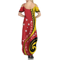 Papua New Guinea 50th Independence Anniversary Family Matching Summer Maxi Dress and Hawaiian Shirt Special Style Red Version LT05 - Polynesian Pride