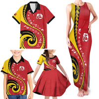 Papua New Guinea 50th Independence Anniversary Family Matching Tank Maxi Dress and Hawaiian Shirt Special Style Red Version LT05 - Polynesian Pride