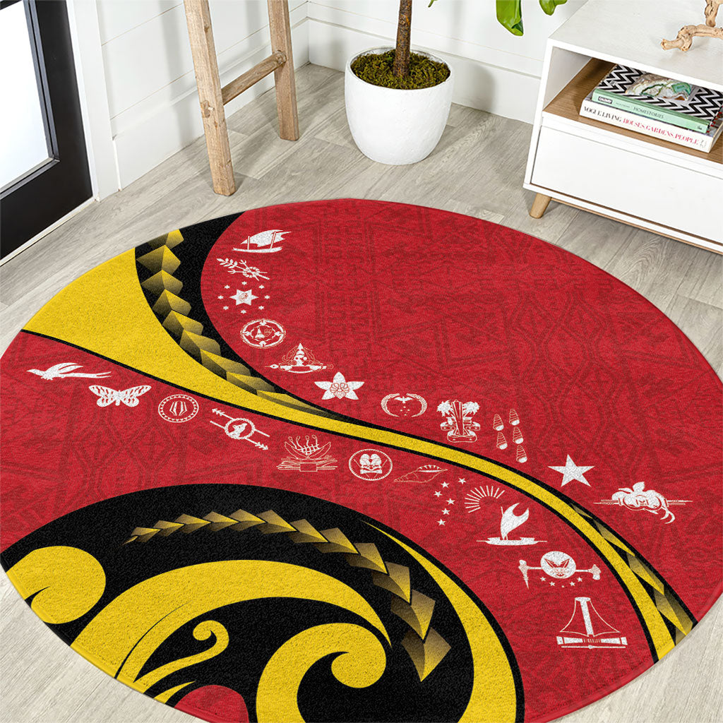 Papua New Guinea Independence Round Carpet Special Style Red Version LT05 Red - Polynesian Pride