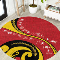Papua New Guinea Independence Round Carpet Special Style Red Version LT05 Red - Polynesian Pride