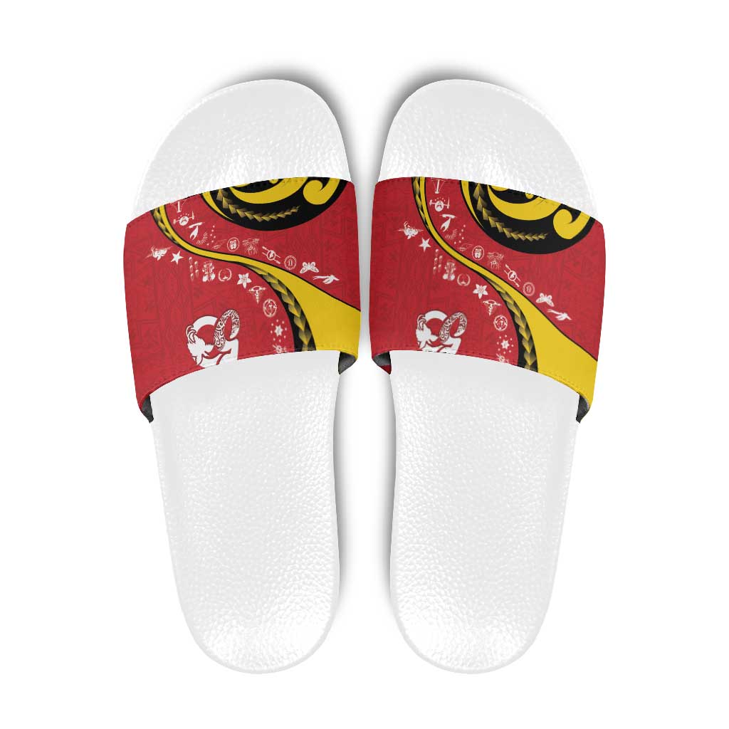 Papua New Guinea 50th Independence Anniversary Slide Sandals Special Style Red Version - Polynesian Pride