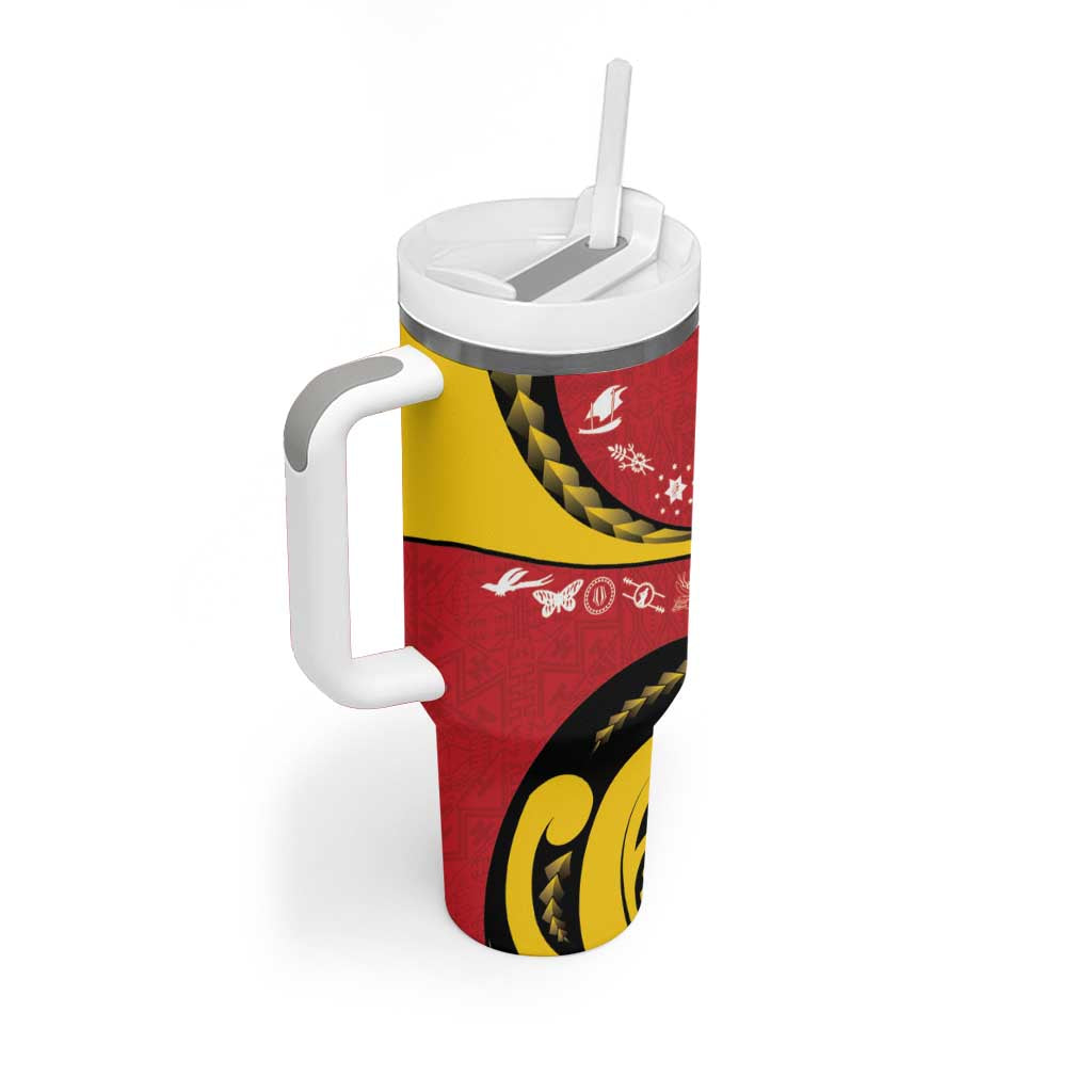 Papua New Guinea 50th Independence Anniversary Tumbler With Handle Special Style Red Version - Polynesian Pride
