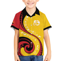 Papua New Guinea 50th Independence Anniversary Family Matching Off The Shoulder Long Sleeve Dress and Hawaiian Shirt Special Style Yellow Version LT05 Son's Shirt Yellow - Polynesian Pride