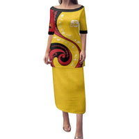 Papua New Guinea 50th Independence Anniversary Family Matching Puletasi and Hawaiian Shirt Special Style Yellow Version LT05 Mom's Dress Yellow - Polynesian Pride