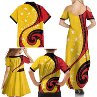 Papua New Guinea 50th Independence Anniversary Family Matching Summer Maxi Dress and Hawaiian Shirt Special Style Yellow Version LT05 - Polynesian Pride