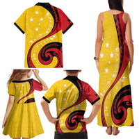 Papua New Guinea 50th Independence Anniversary Family Matching Tank Maxi Dress and Hawaiian Shirt Special Style Yellow Version LT05 - Polynesian Pride
