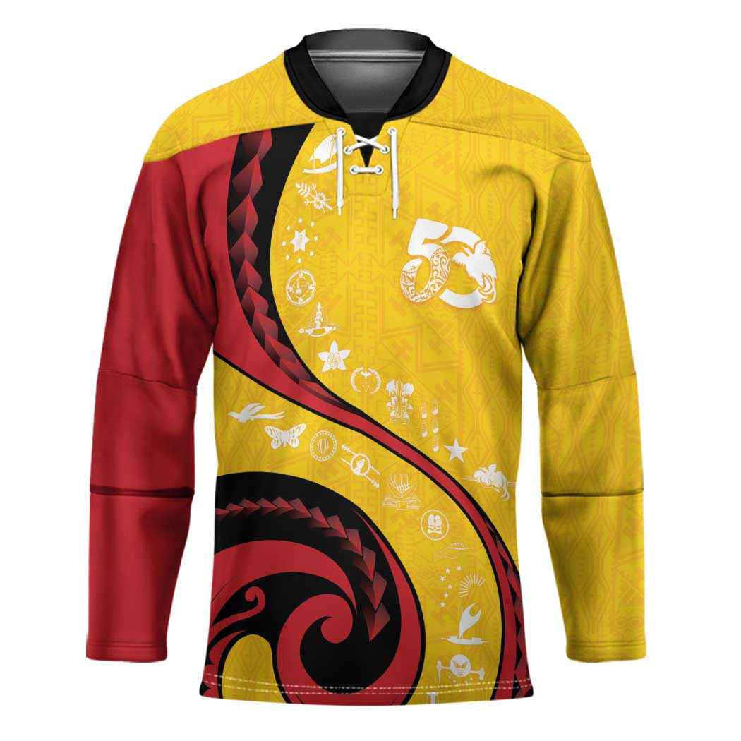 Papua New Guinea 50th Independence Anniversary Hockey Jersey Special Style Yellow Version - Polynesian Pride