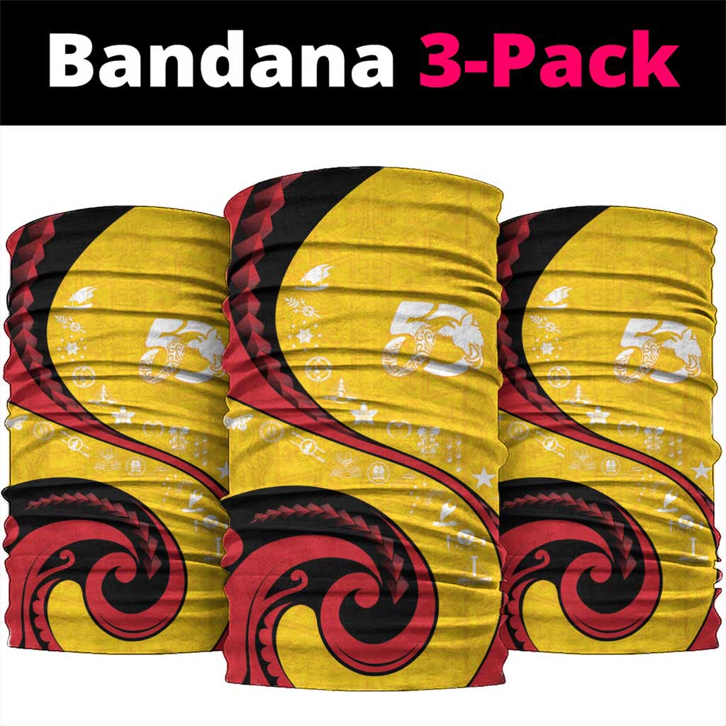 Papua New Guinea 50th Independence Anniversary Neck Gaiter Special Style Yellow Version - Polynesian Pride