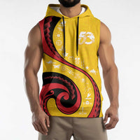 Papua New Guinea 50th Independence Anniversary Sleeveless Hoodie Special Style Yellow Version - Polynesian Pride