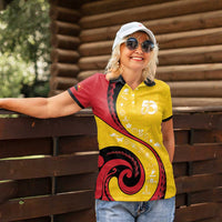 Papua New Guinea 50th Independence Anniversary Women Polo Shirt Special Style Yellow Version - Polynesian Pride