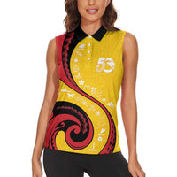 Papua New Guinea 50th Independence Anniversary Women Sleeveless Polo Shirt Special Style Yellow Version LT05 - Polynesian Pride