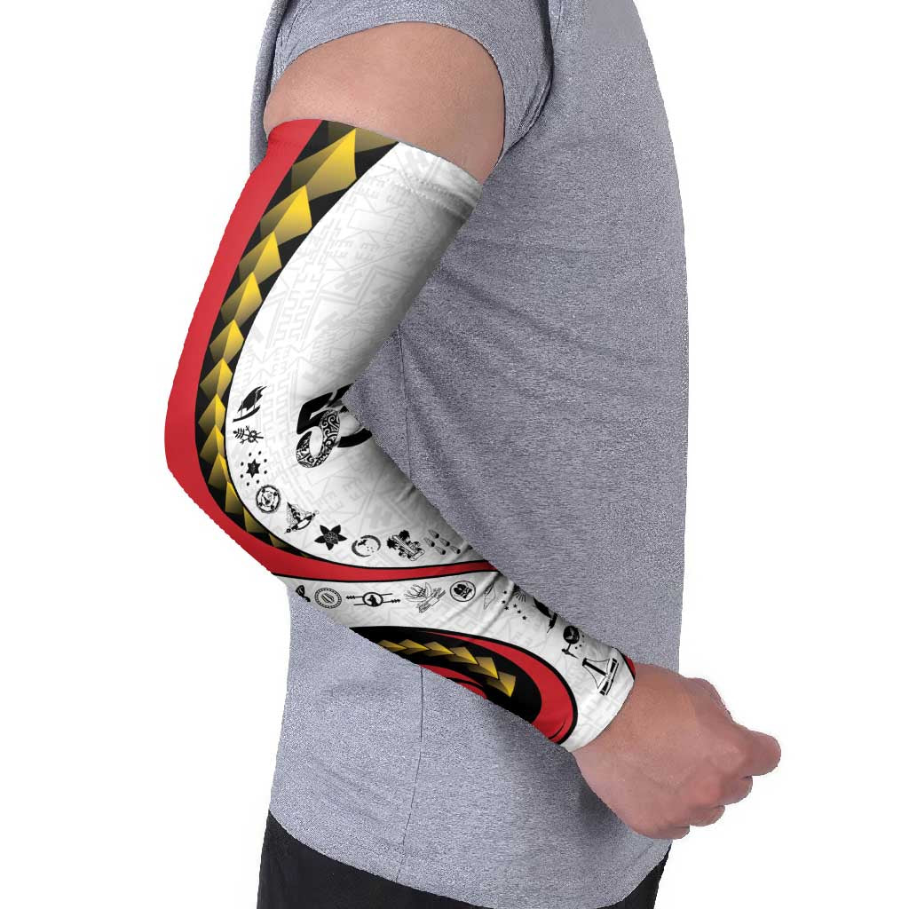 Papua New Guinea 50th Independence Anniversary Arm Sleeves Special Style White Version - Polynesian Pride