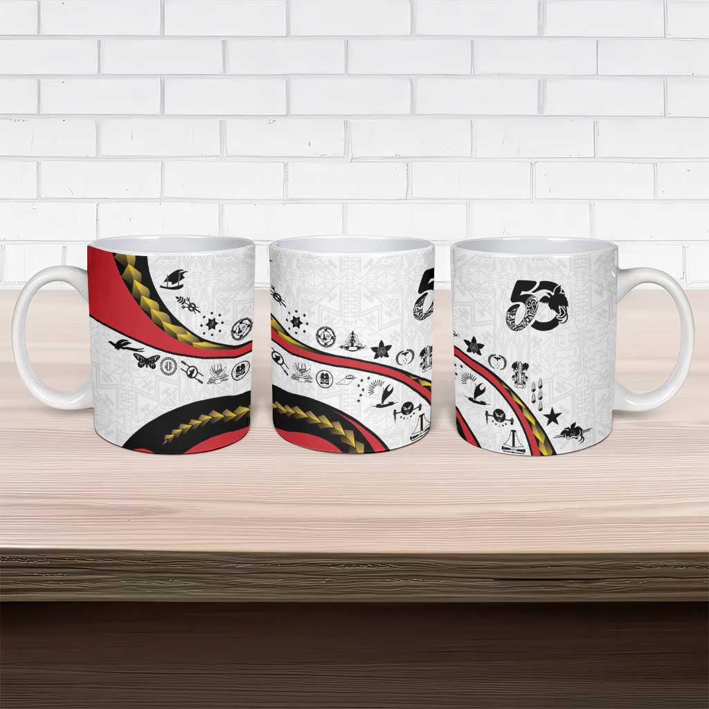 Papua New Guinea 50th Independence Anniversary Ceramic Mug Special Style White Version - Polynesian Pride