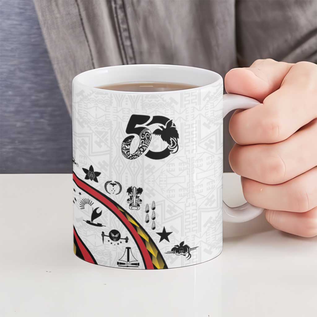 Papua New Guinea 50th Independence Anniversary Ceramic Mug Special Style White Version - Polynesian Pride