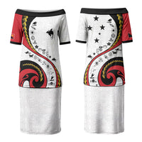 Papua New Guinea Independence Couples Matching Puletasi and Long Sleeve Button Shirt Special Style White Version LT05 - Polynesian Pride