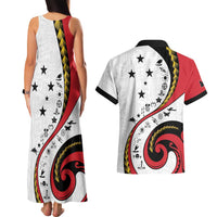 Papua New Guinea 50th Independence Anniversary Couples Matching Tank Maxi Dress and Hawaiian Shirt Special Style White Version LT05 - Polynesian Pride