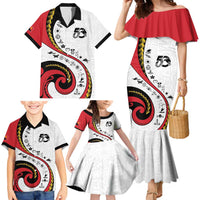 Papua New Guinea 50th Independence Anniversary Family Matching Mermaid Dress and Hawaiian Shirt Special Style White Version LT05 - Polynesian Pride