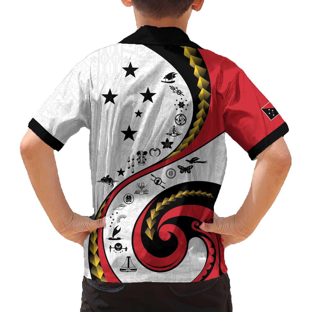 Papua New Guinea 50th Independence Anniversary Family Matching Off The Shoulder Long Sleeve Dress and Hawaiian Shirt Special Style White Version LT05 - Polynesian Pride